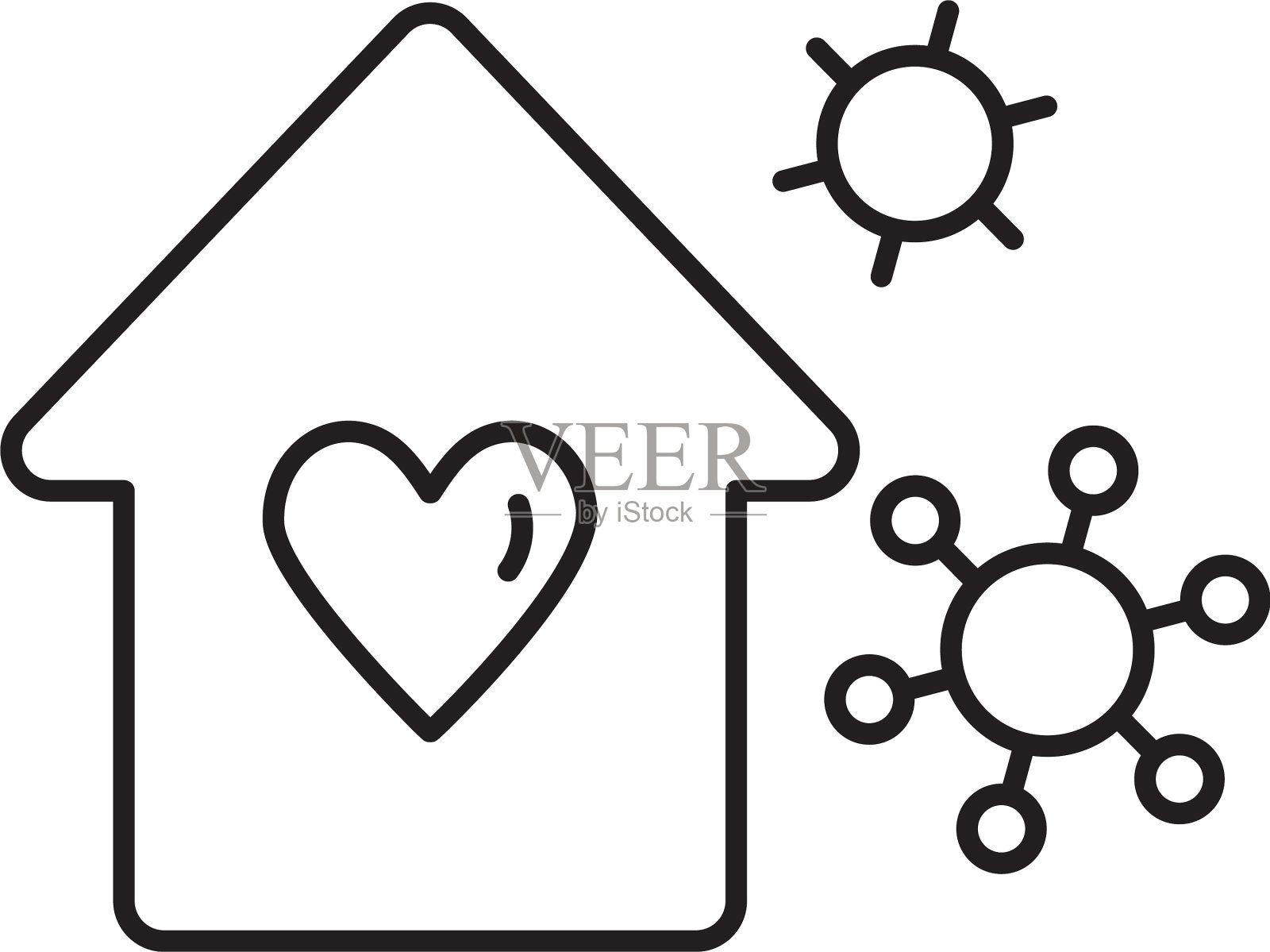 心与家的形状设计作为一个标志或线图标素材