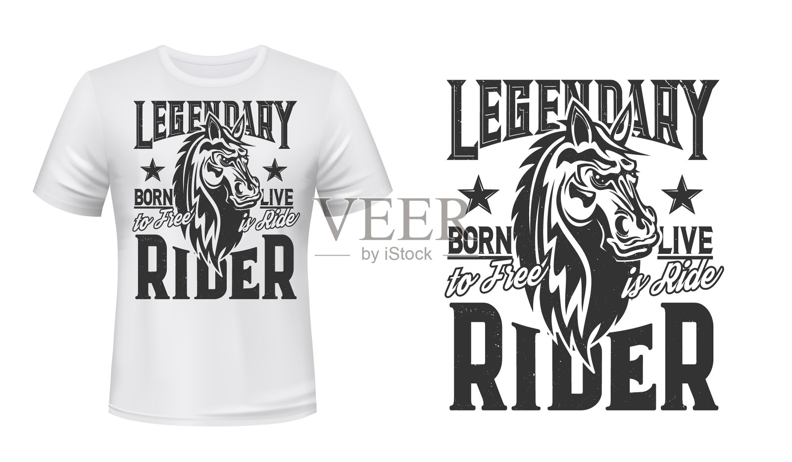 马蹄赛马t恤印花模型插画图片素材