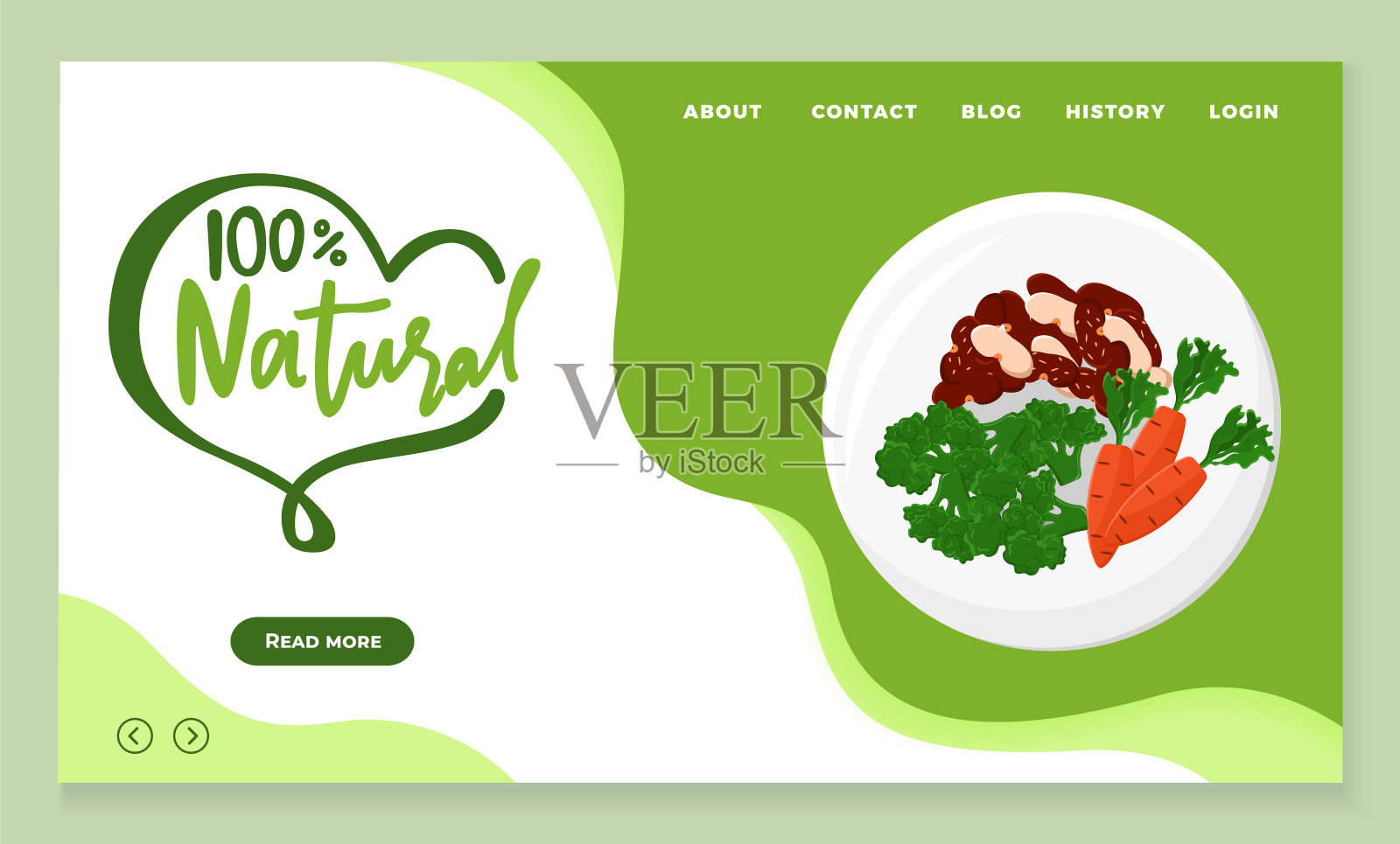 天然食品和膳食100%保证网站插画图片素材