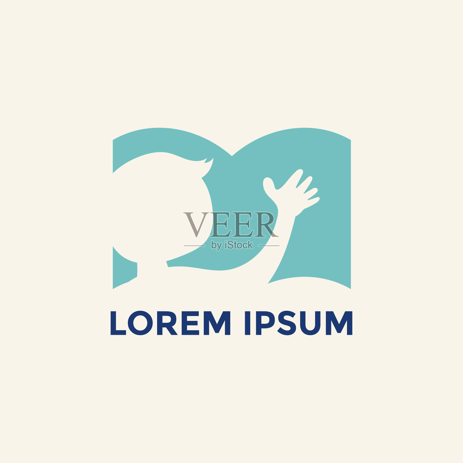 在线教育会徽模板。孩子通过书本了解思想和世界插画图片素材