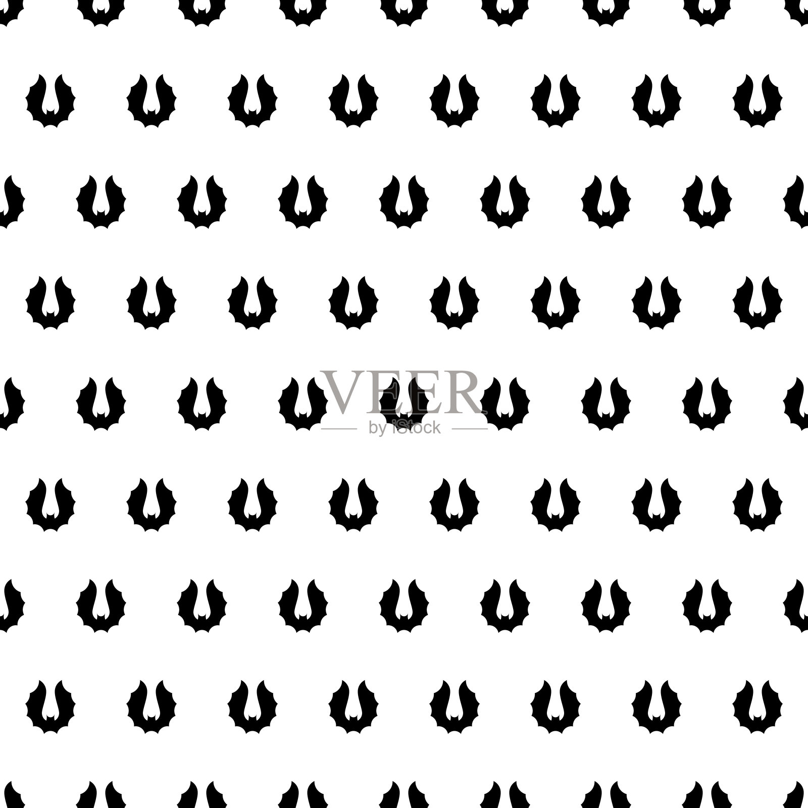 黑蝙蝠的轮廓在白色的背景上无缝的图案。万圣节的矢量图插画图片素材