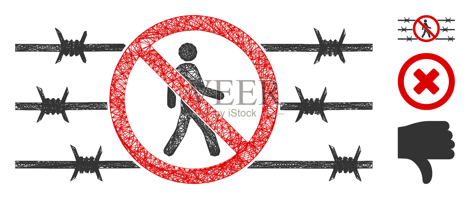 不得侵入围栏多边形网插画图片素材