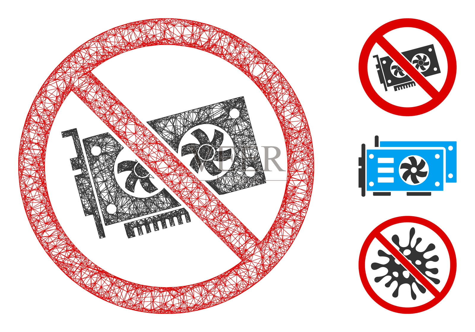 没有显卡多边形网络网格插画图片素材