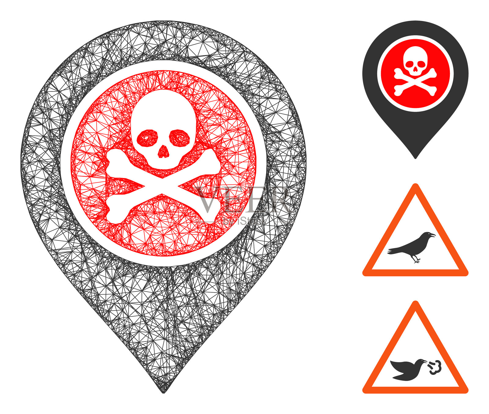 危险区域指针多边形网网格插画图片素材