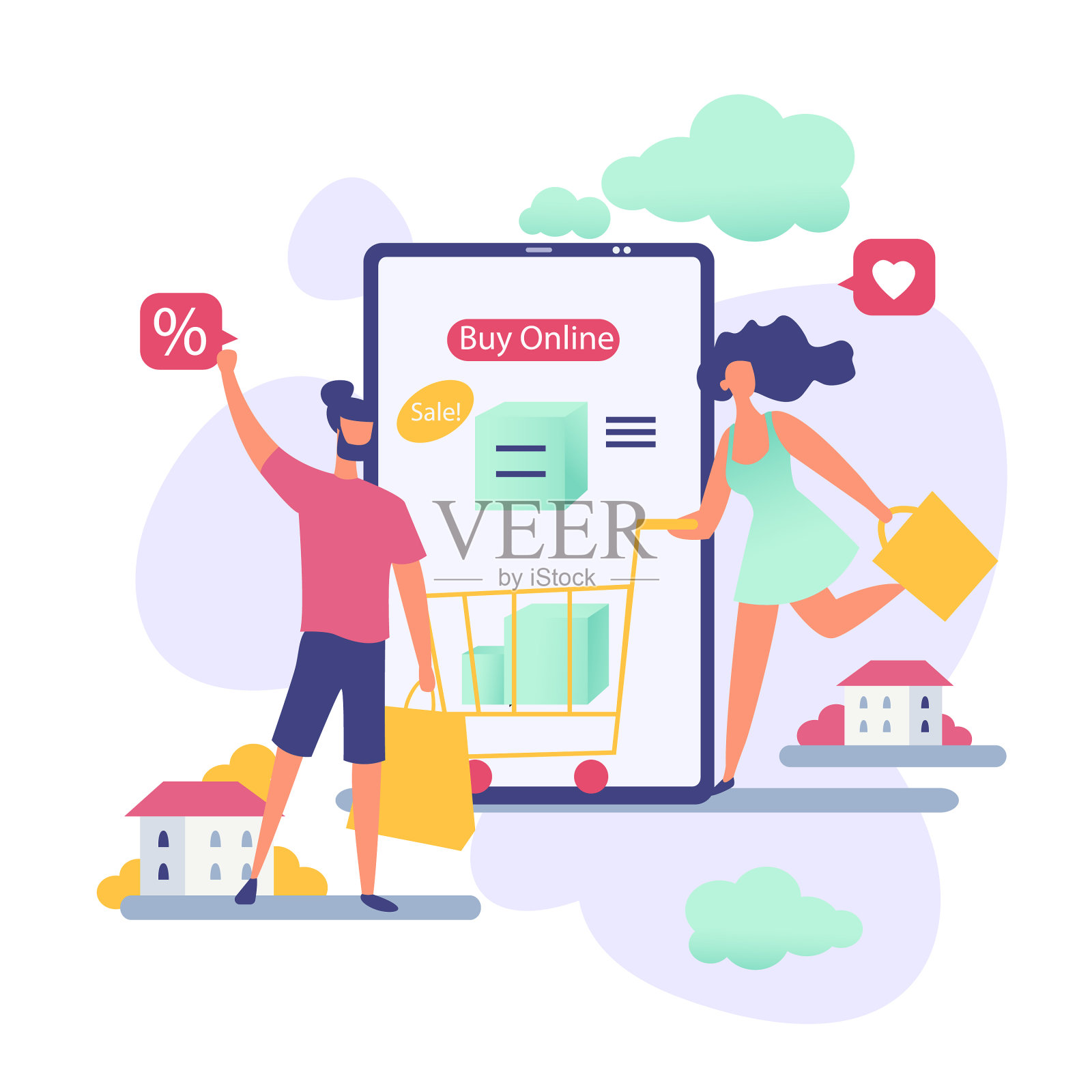 人们在网上销售卡通设计元素图片