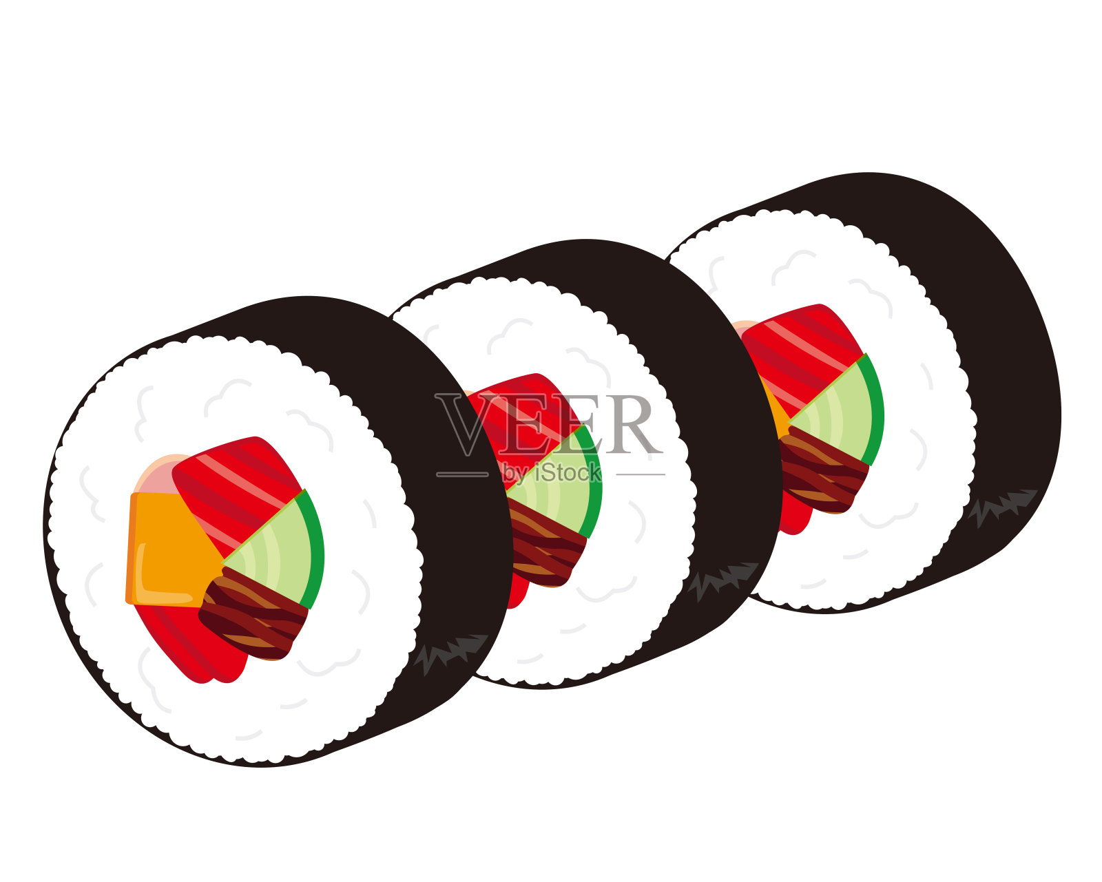 矢量图解的海藻卷。厚的寿司卷插画图片素材