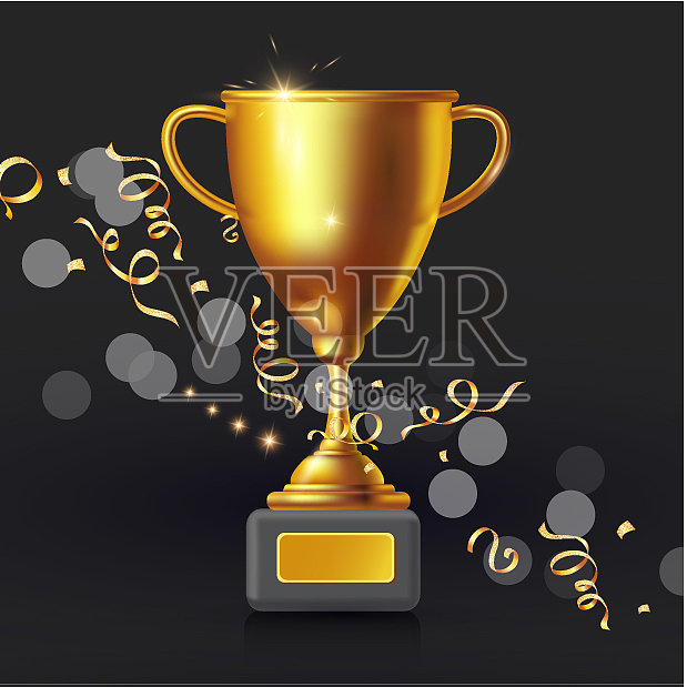 现实金杯冠军奖杯孤立奖杯插画图片素材