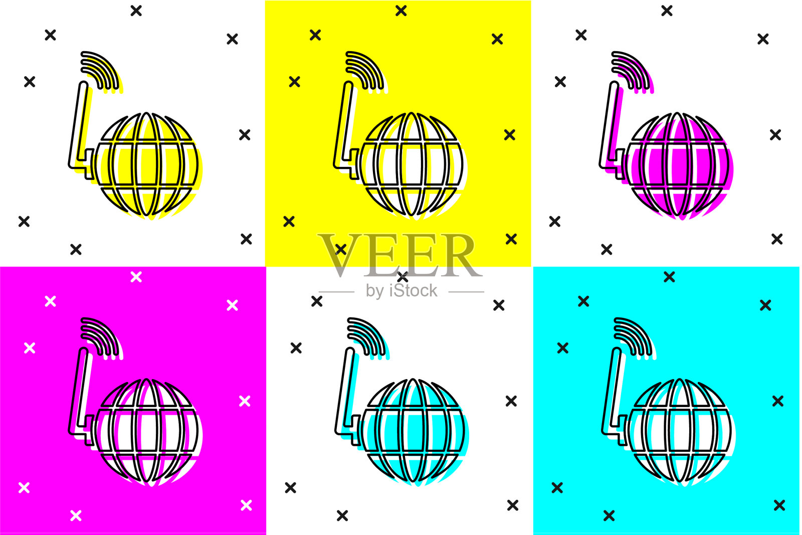 设置全球科技或社交网络图标图标素材