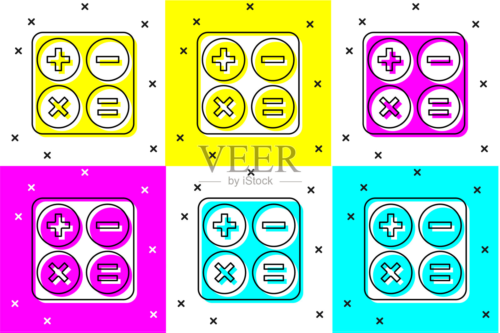 设置计算器图标孤立的颜色背景图标素材