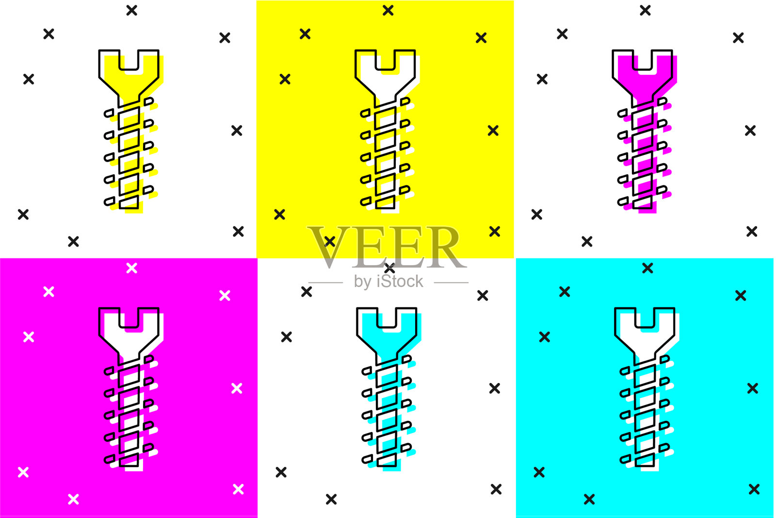 设置金属螺丝图标隔离在颜色上图标素材
