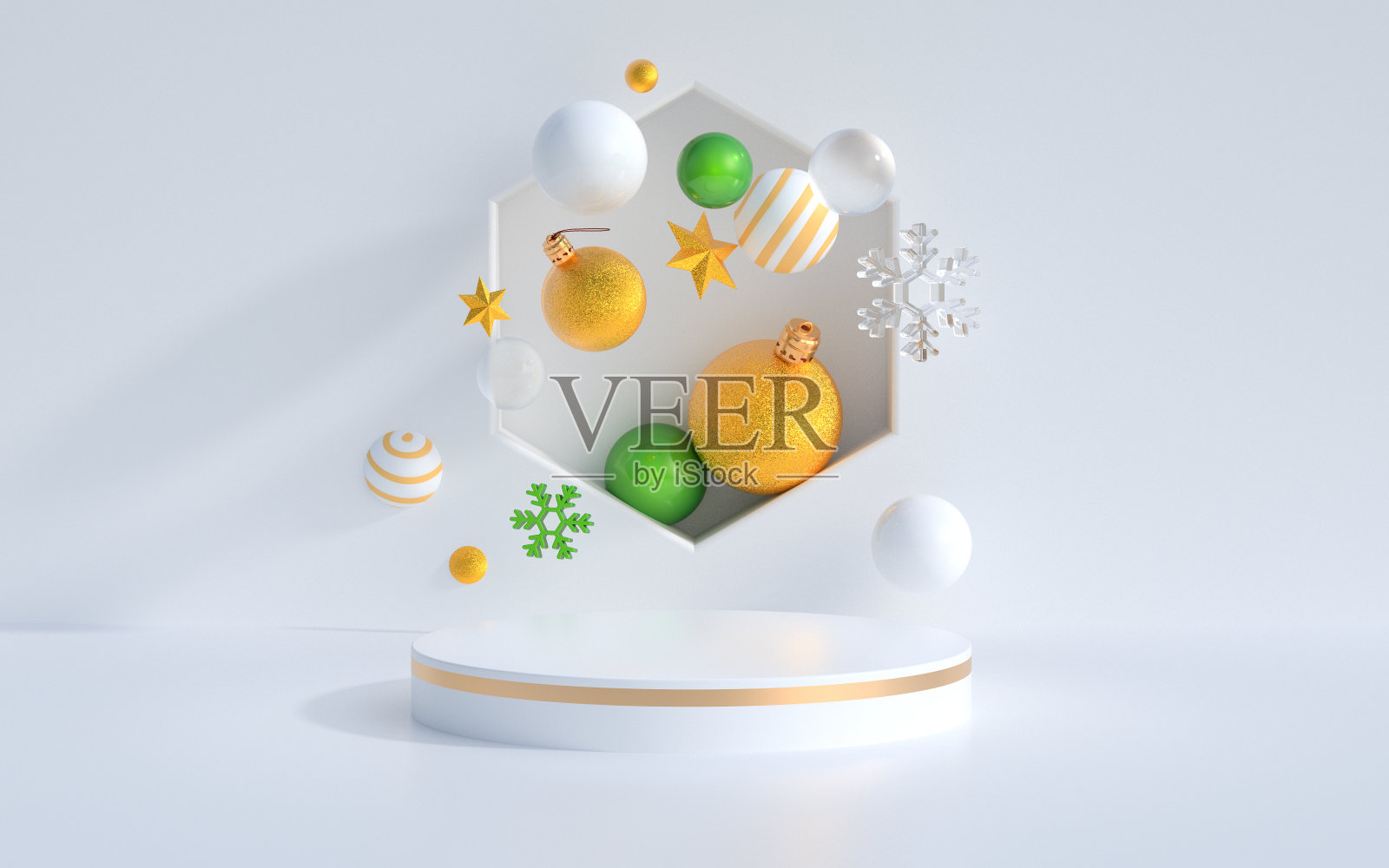 圣诞3d渲染场景和现代产品展示平台。“n照片摄影图片