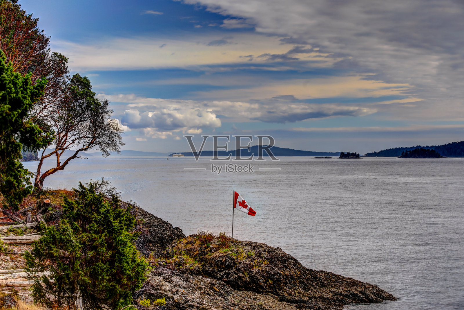 清晨不列颠哥伦比亚省海湾群岛的风景照片摄影图片