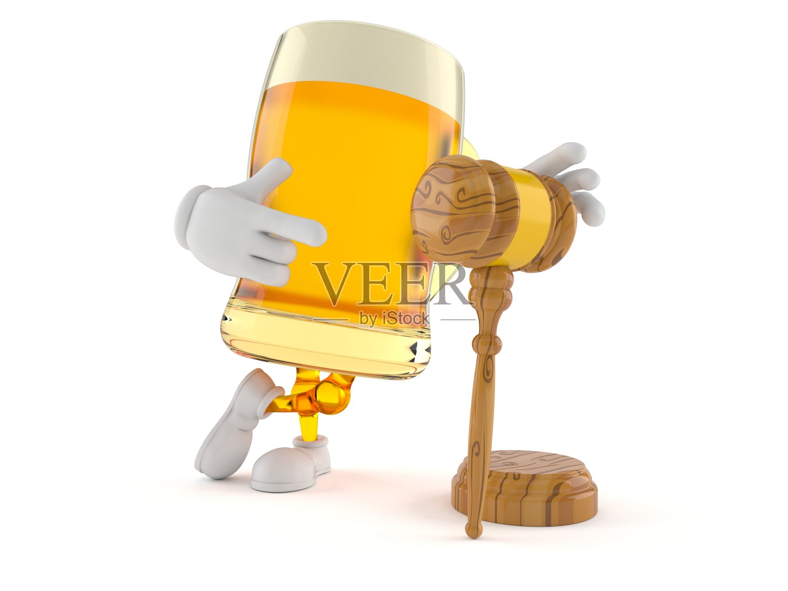 带有木槌的啤酒角色照片摄影图片