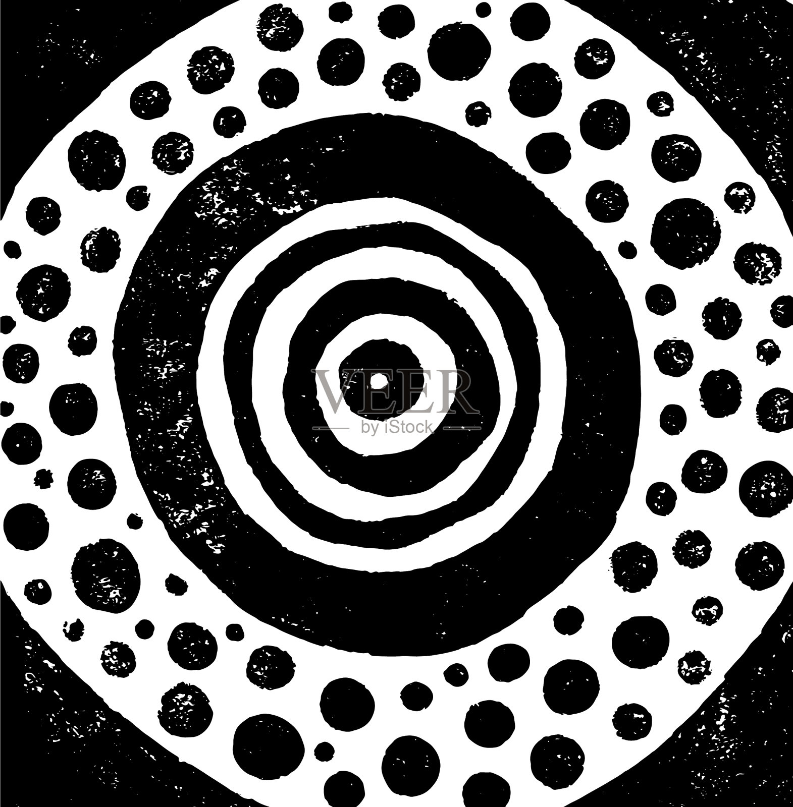 宇宙几何曼陀罗墨黑白插画图片素材