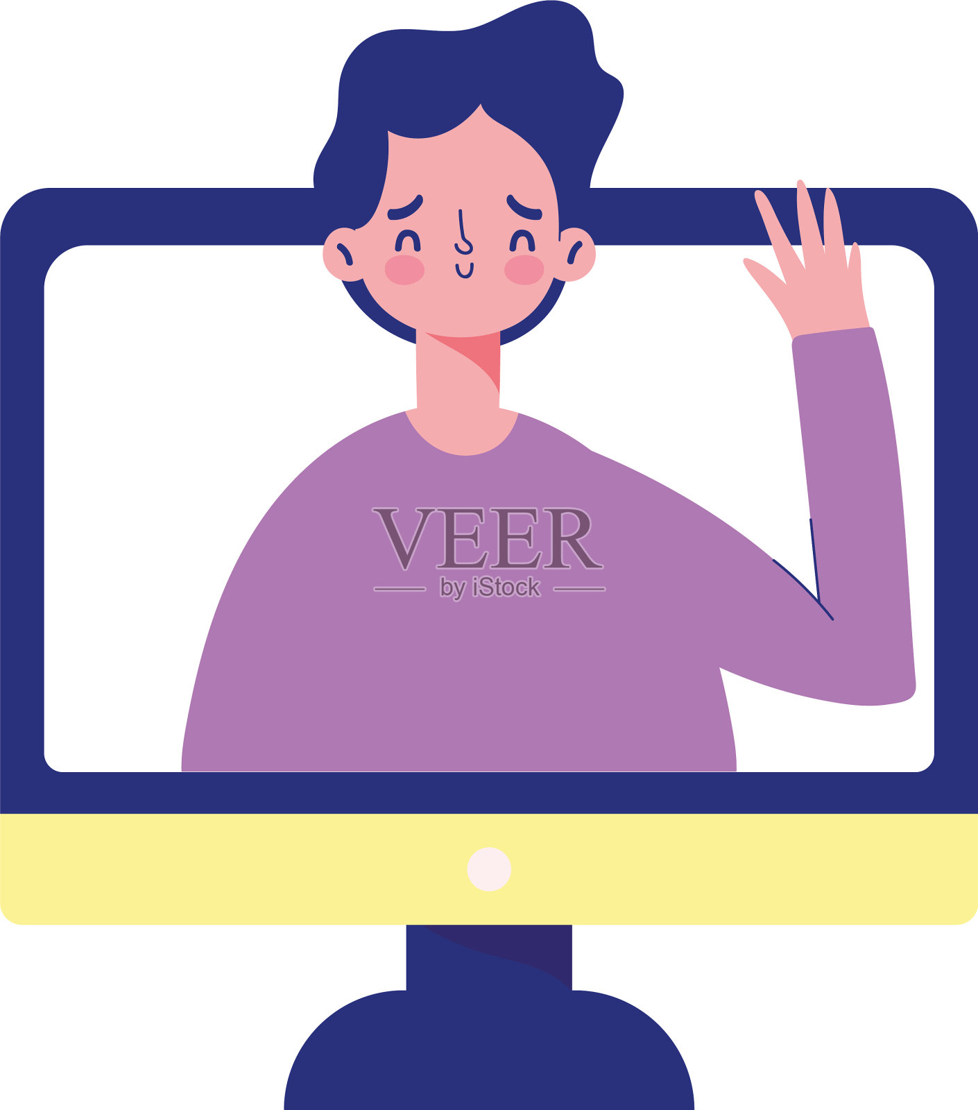 教育在线学生男孩挥手视频设计元素图片