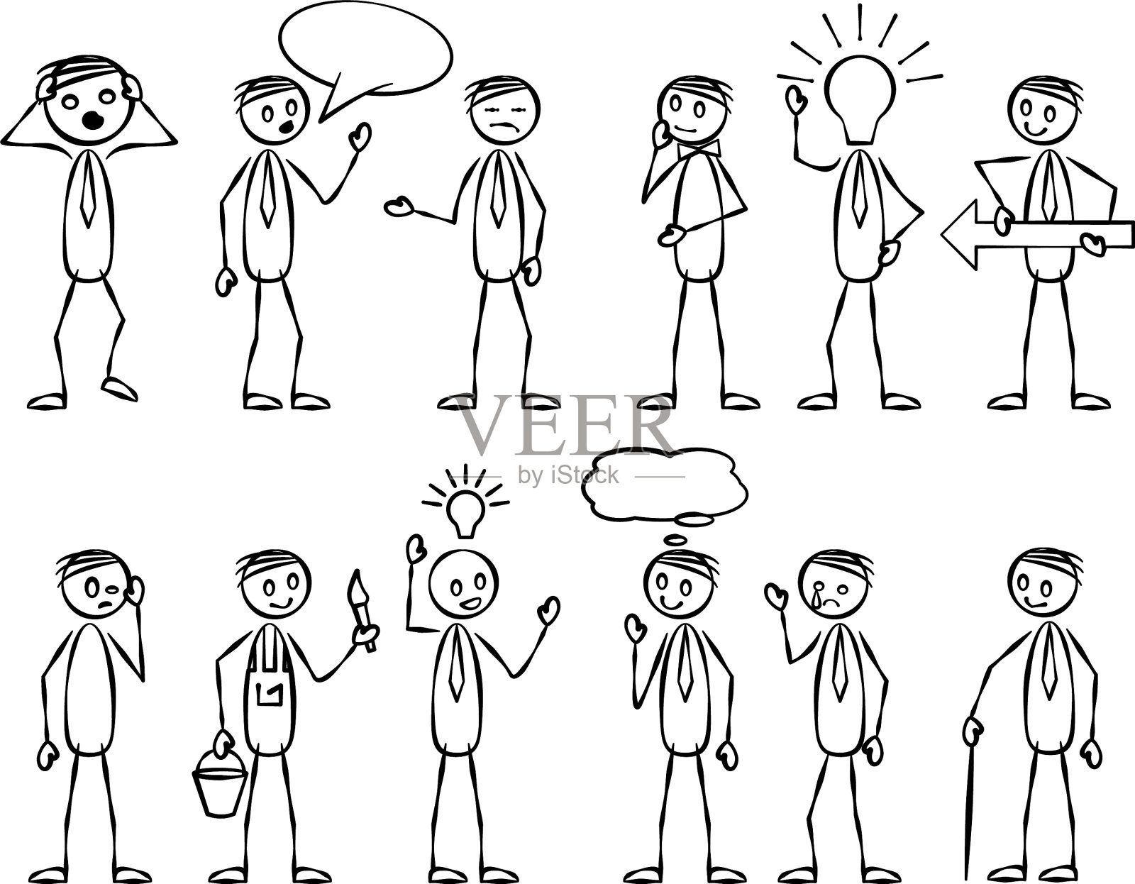 Stickman人物标记风格插画图片素材