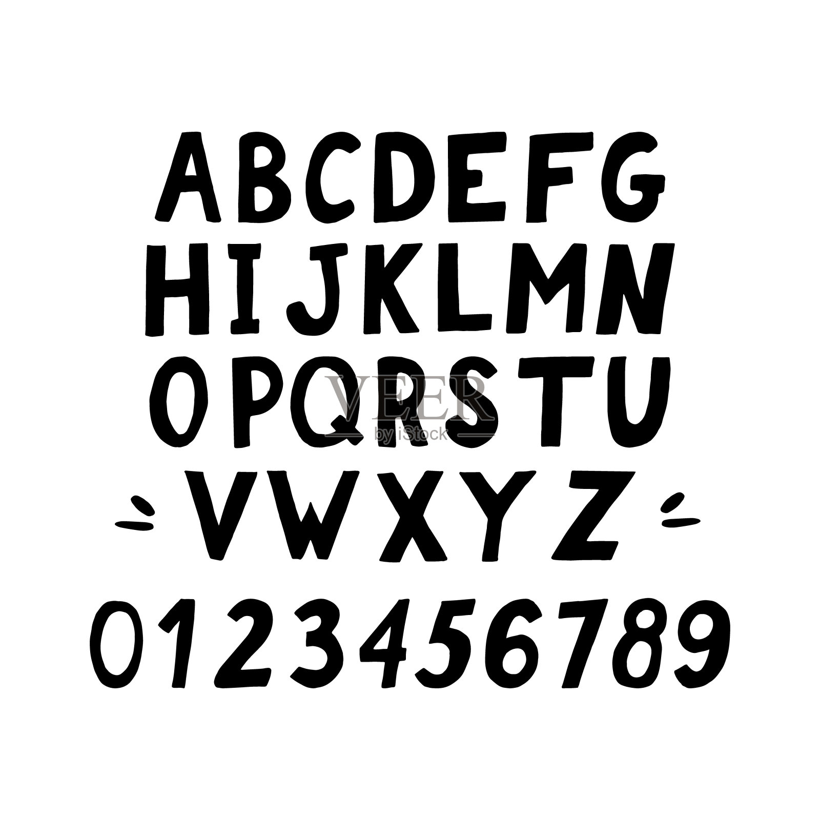 字母和数字手绘素描集矢量涂鸦，字母，字体，手写插画图片素材