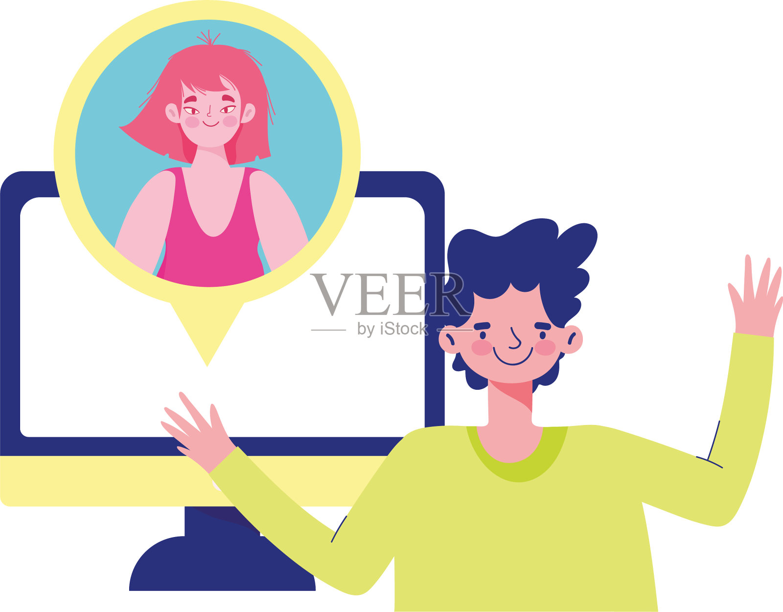 男孩和女孩的卡通人物电脑在线设计元素图片