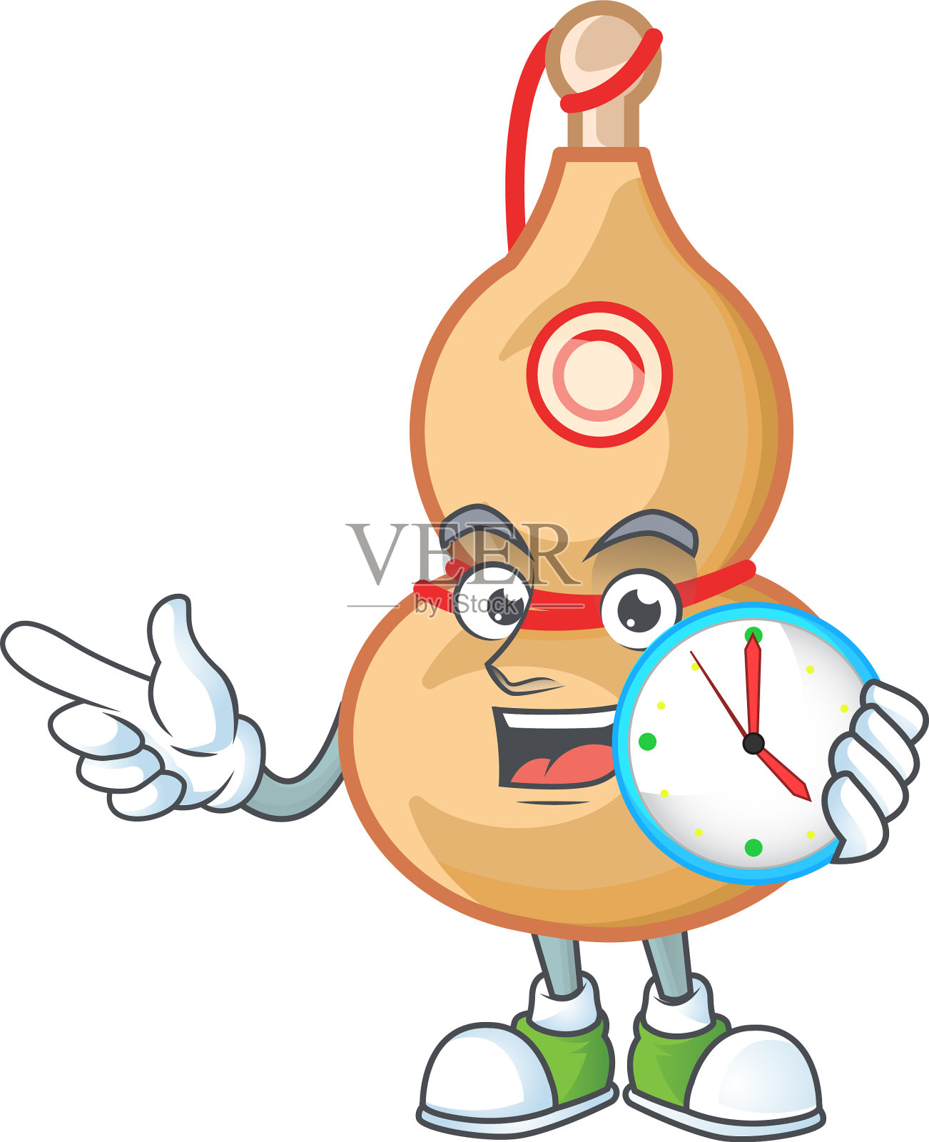 卡通人物中国有钟的酒瓶设计元素图片