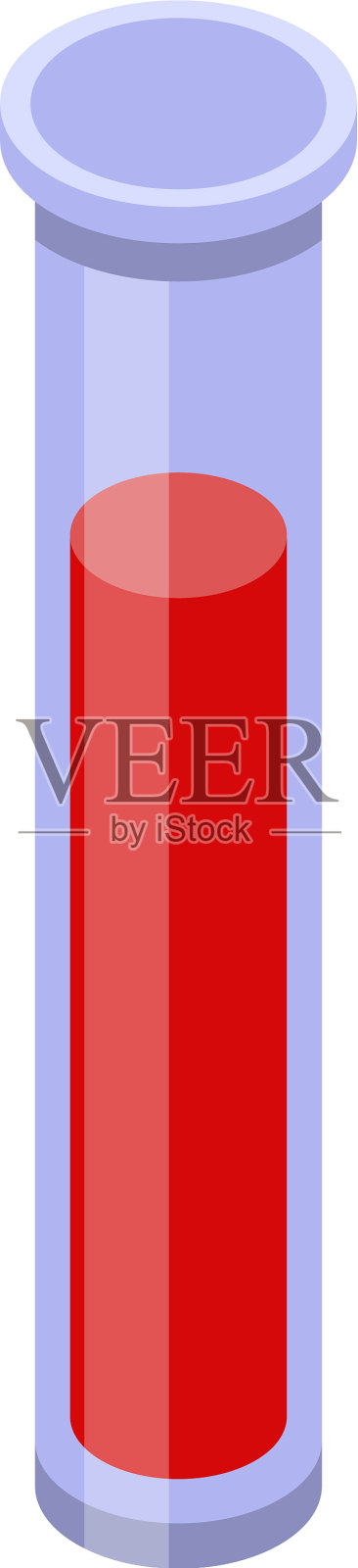 红色试管图标等距样式插画图片素材