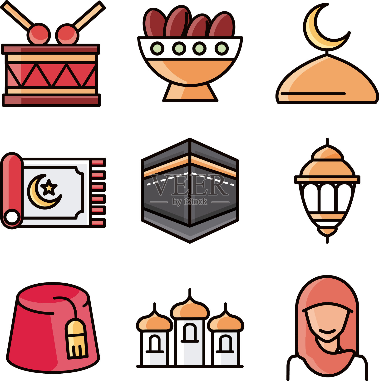 开斋节是穆巴拉克伊斯兰宗教的庆祝活动插画图片素材