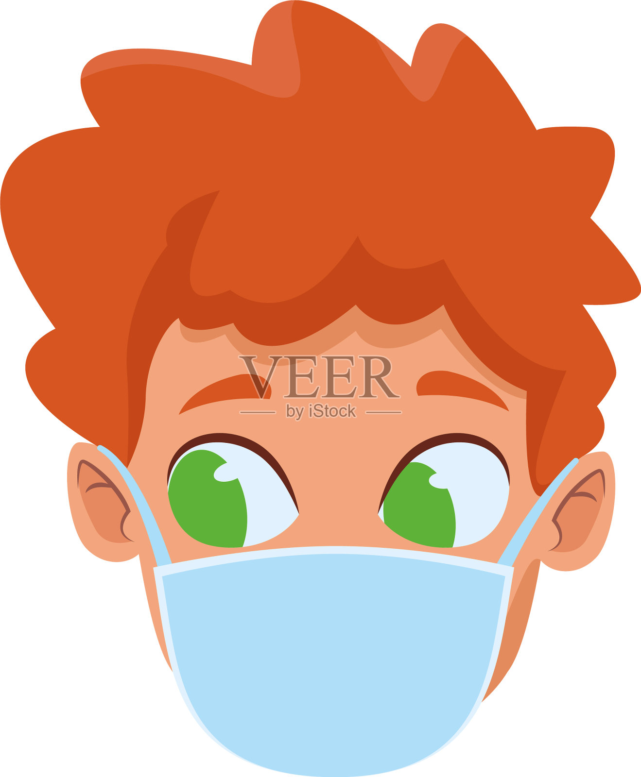 小男孩戴口罩应对新冠肺炎插画图片素材