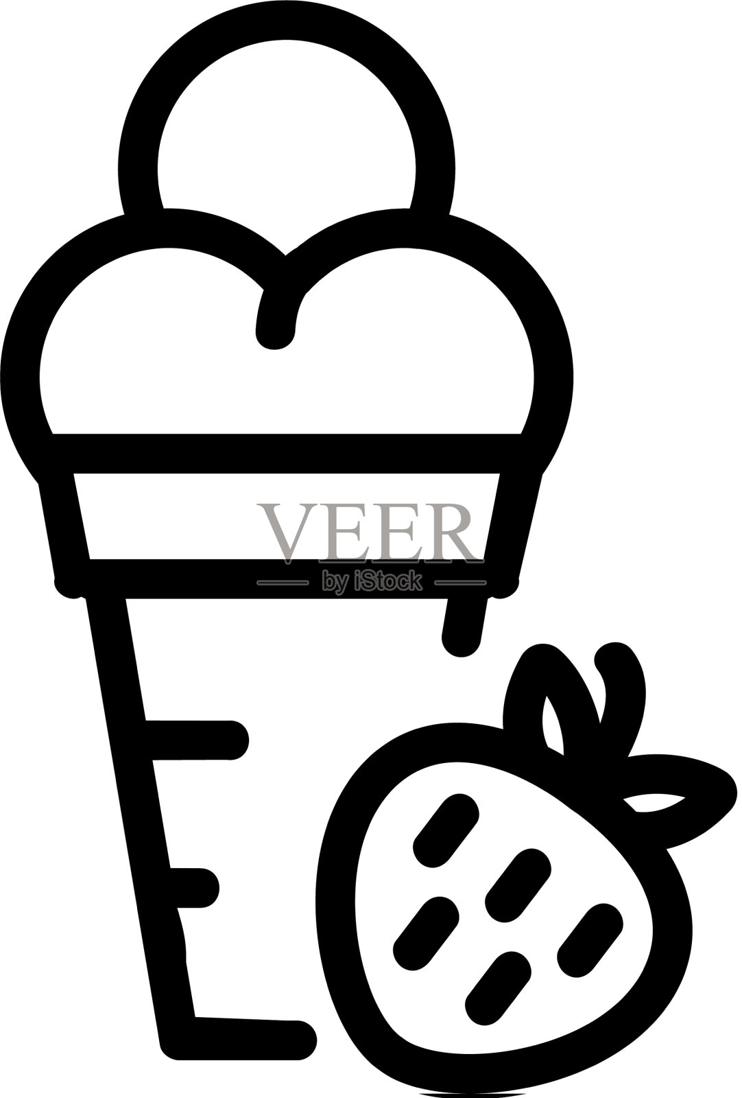 草莓冰淇淋蛋筒图标轮廓设计元素图片