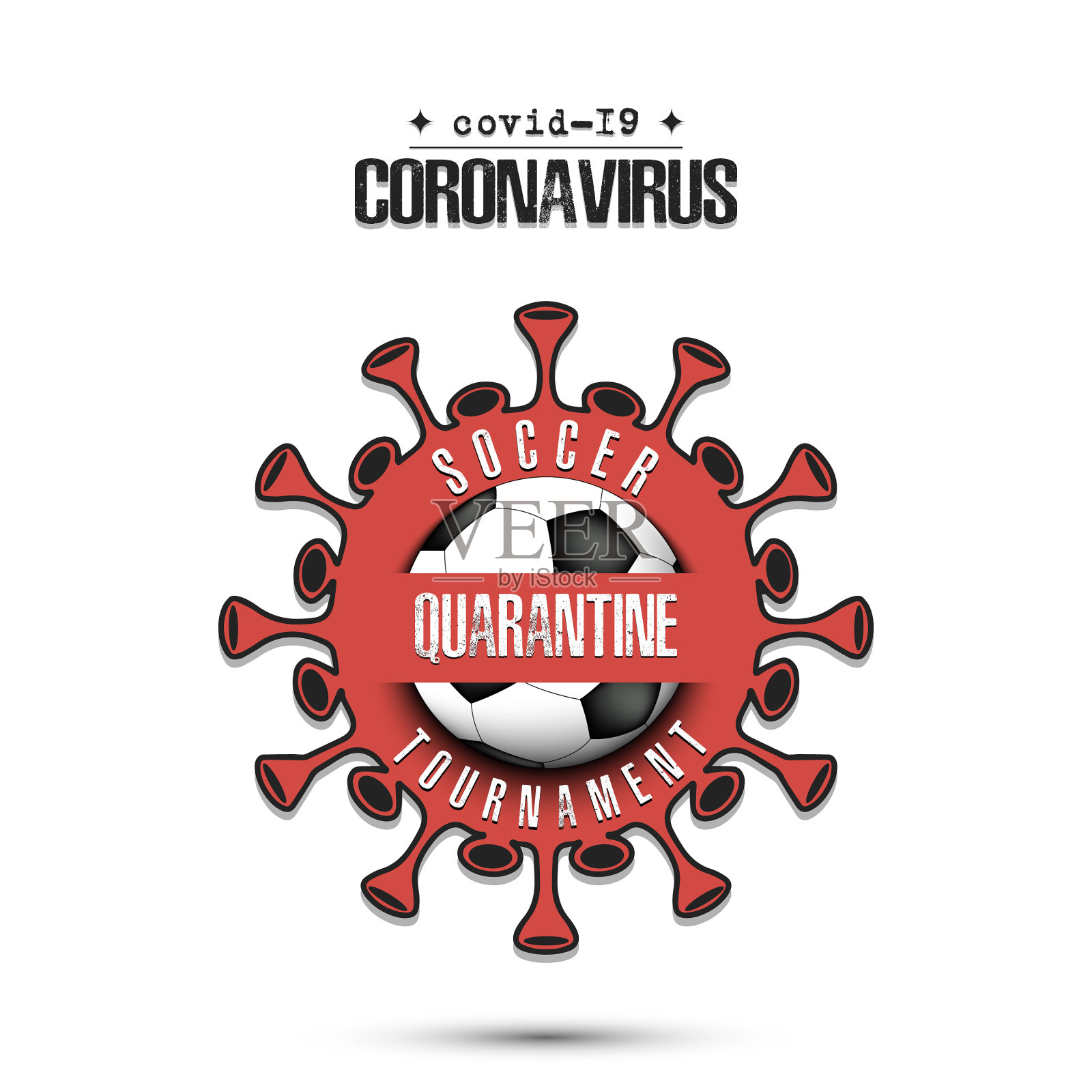 冠状病毒标志用足球插画图片素材