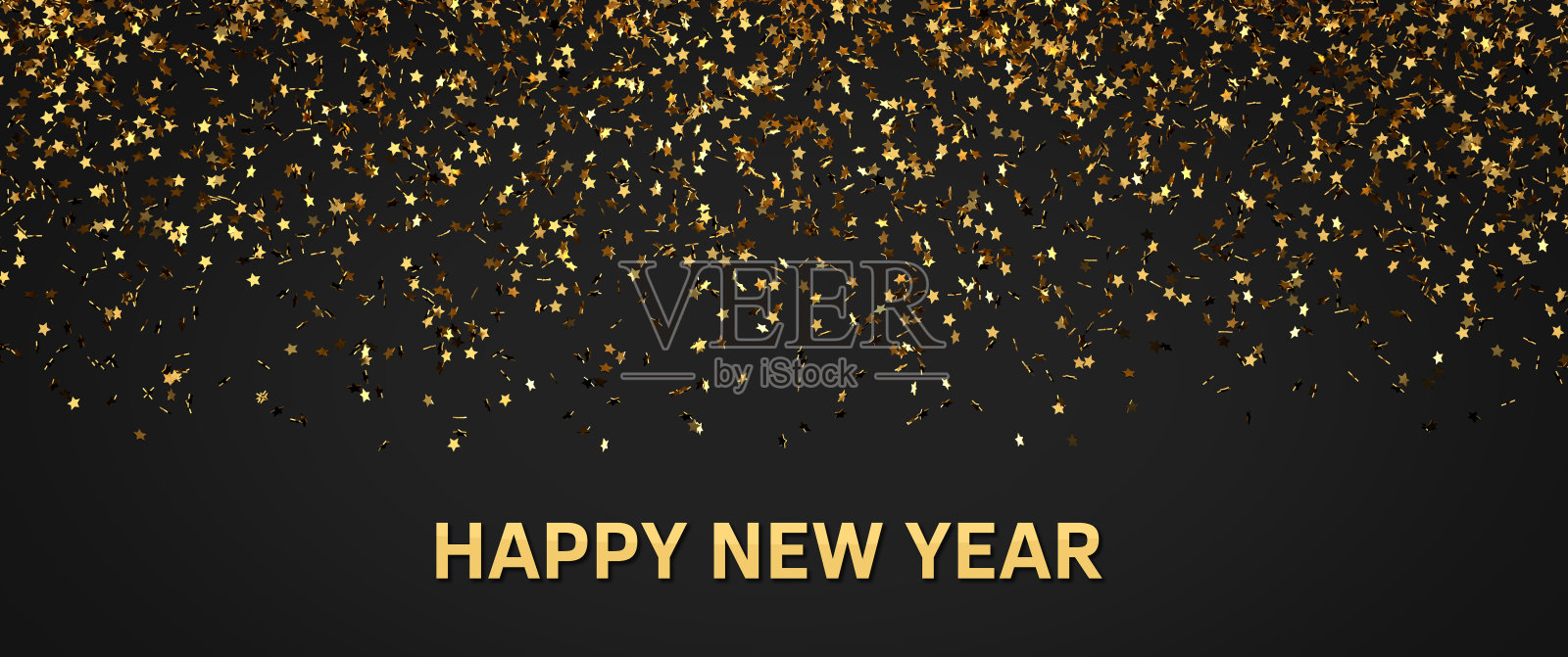 金色的星星落在深灰色的背景前。好运的概念。新年快乐。横幅尺寸照片摄影图片