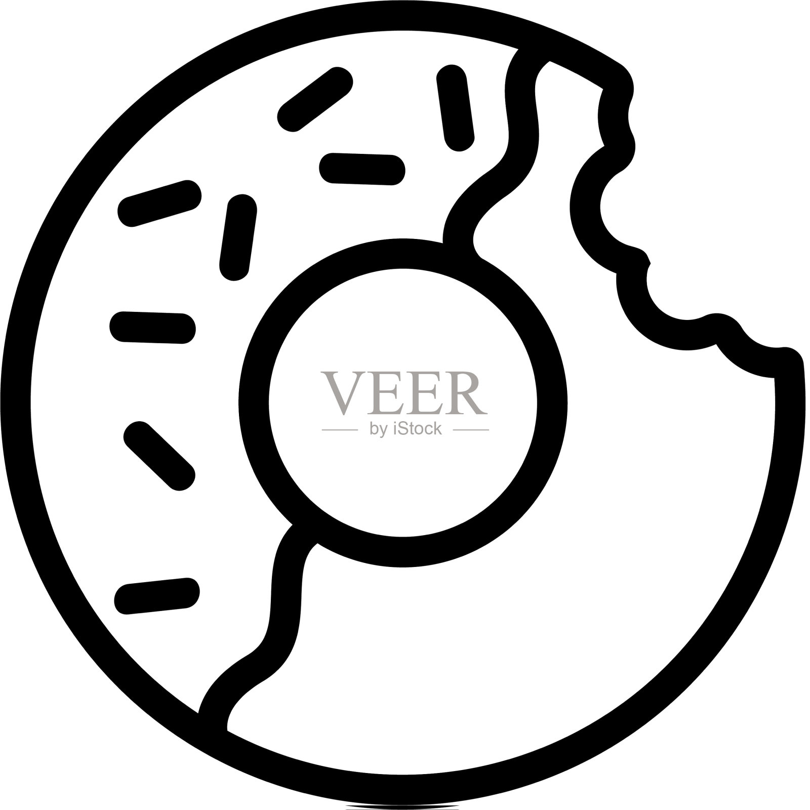 半咬甜甜圈半釉面图标轮廓设计元素图片