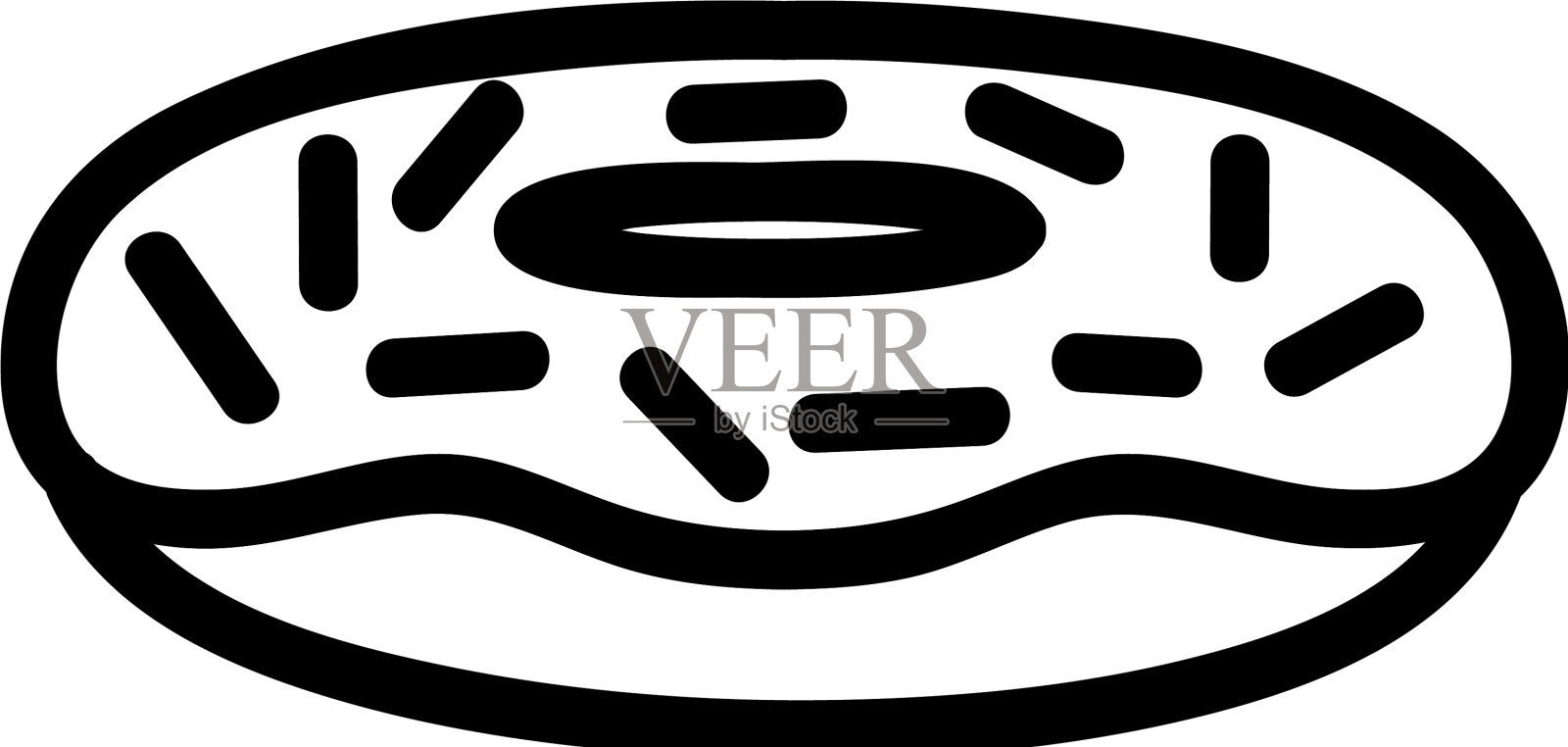 椰子糖衣甜甜圈俯视图图标轮廓设计元素图片