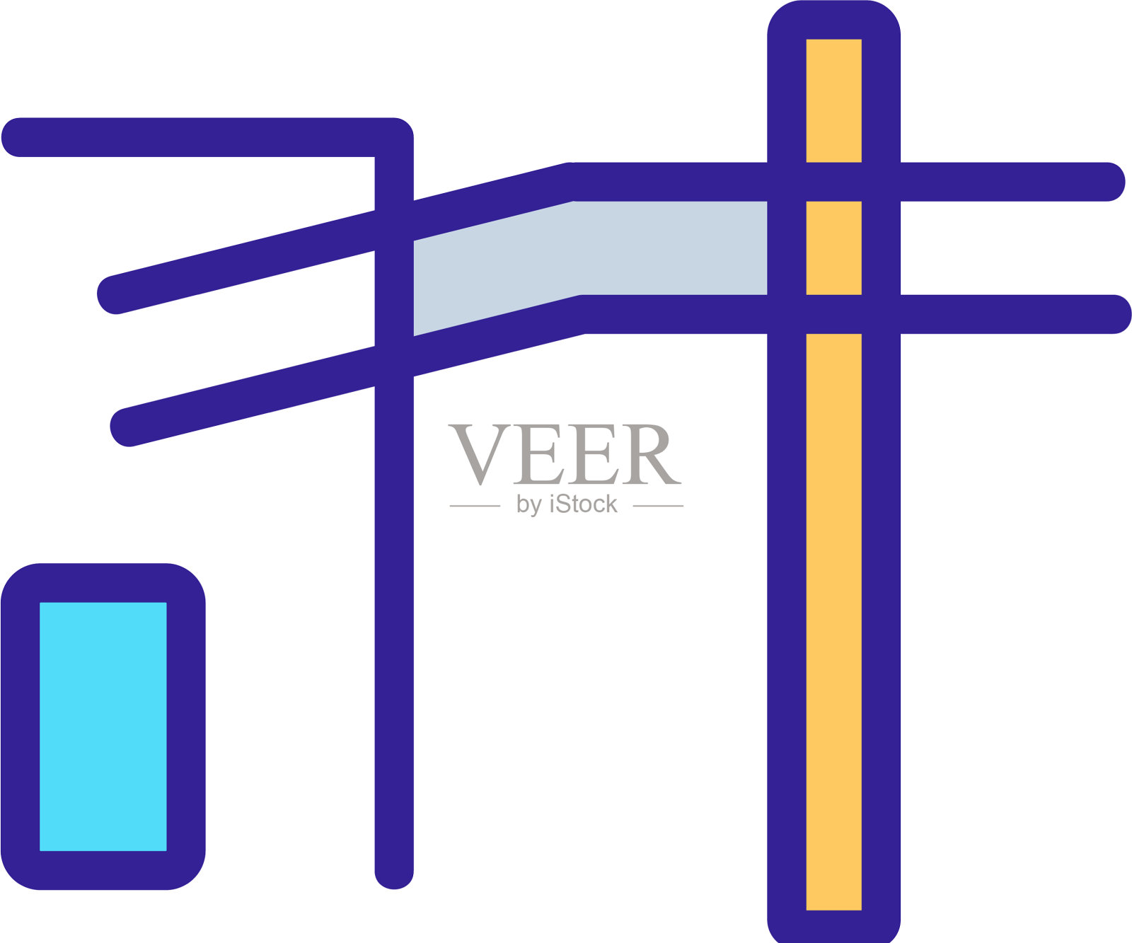 基站塔和线路图标轮廓设计元素图片