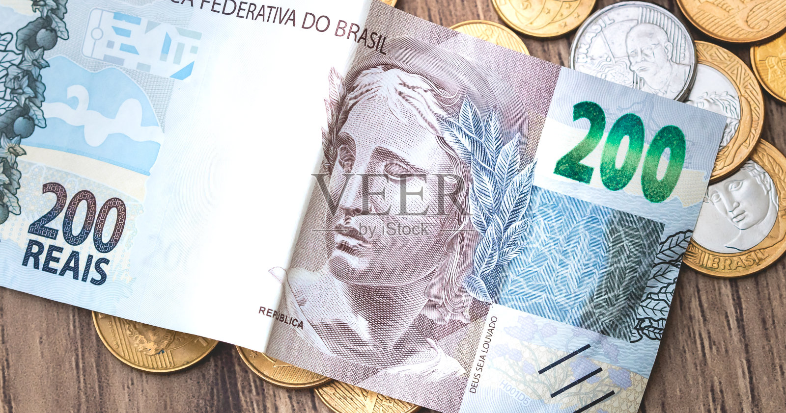 巴西货币。钱，钱，巴西，200雷亚尔。照片摄影图片