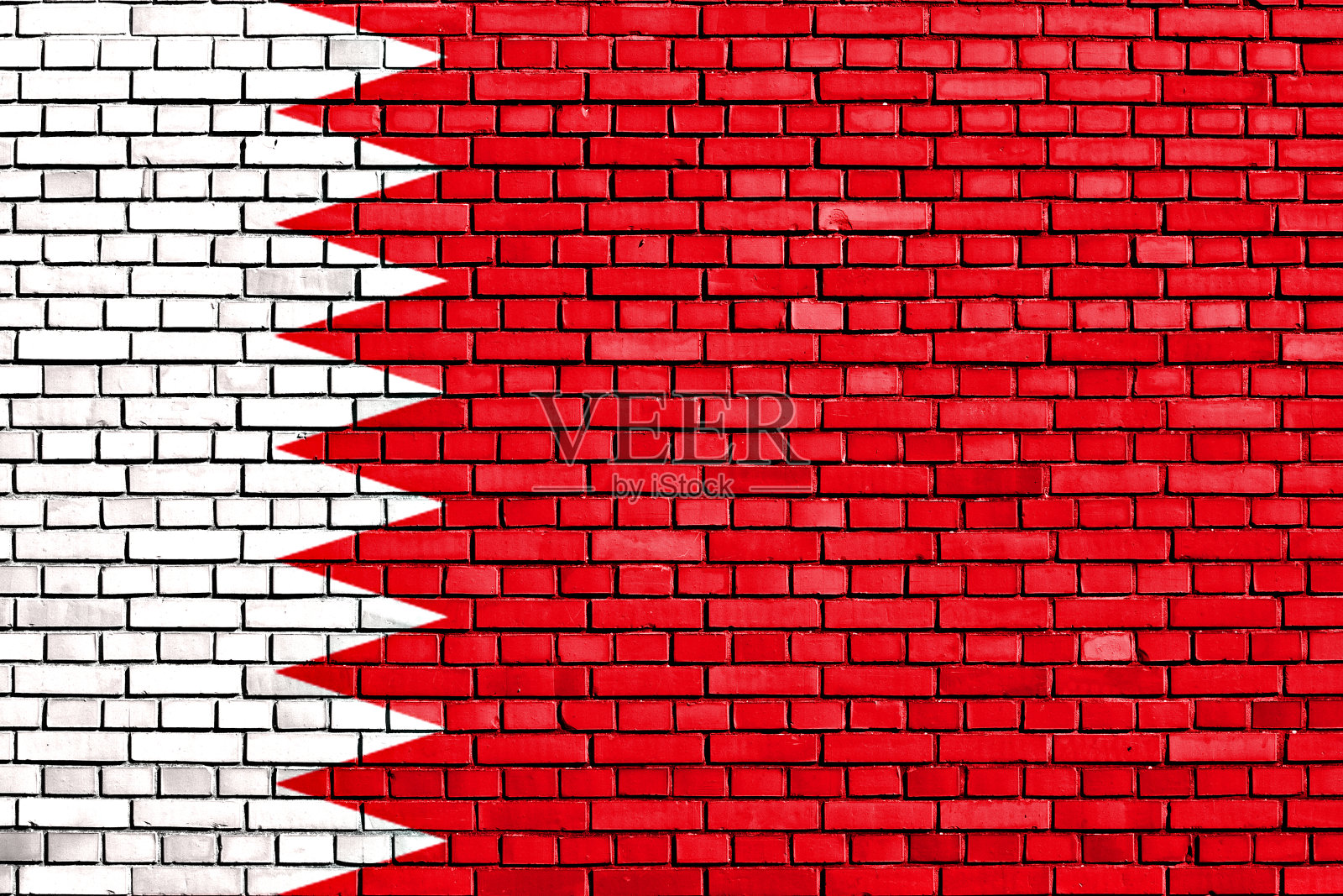 绘制在砖墙上的巴林国旗照片摄影图片