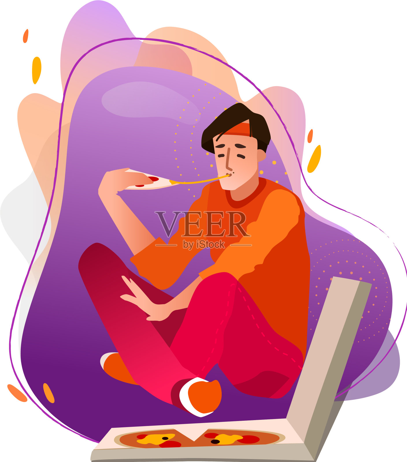 一个吃披萨的人设计元素图片