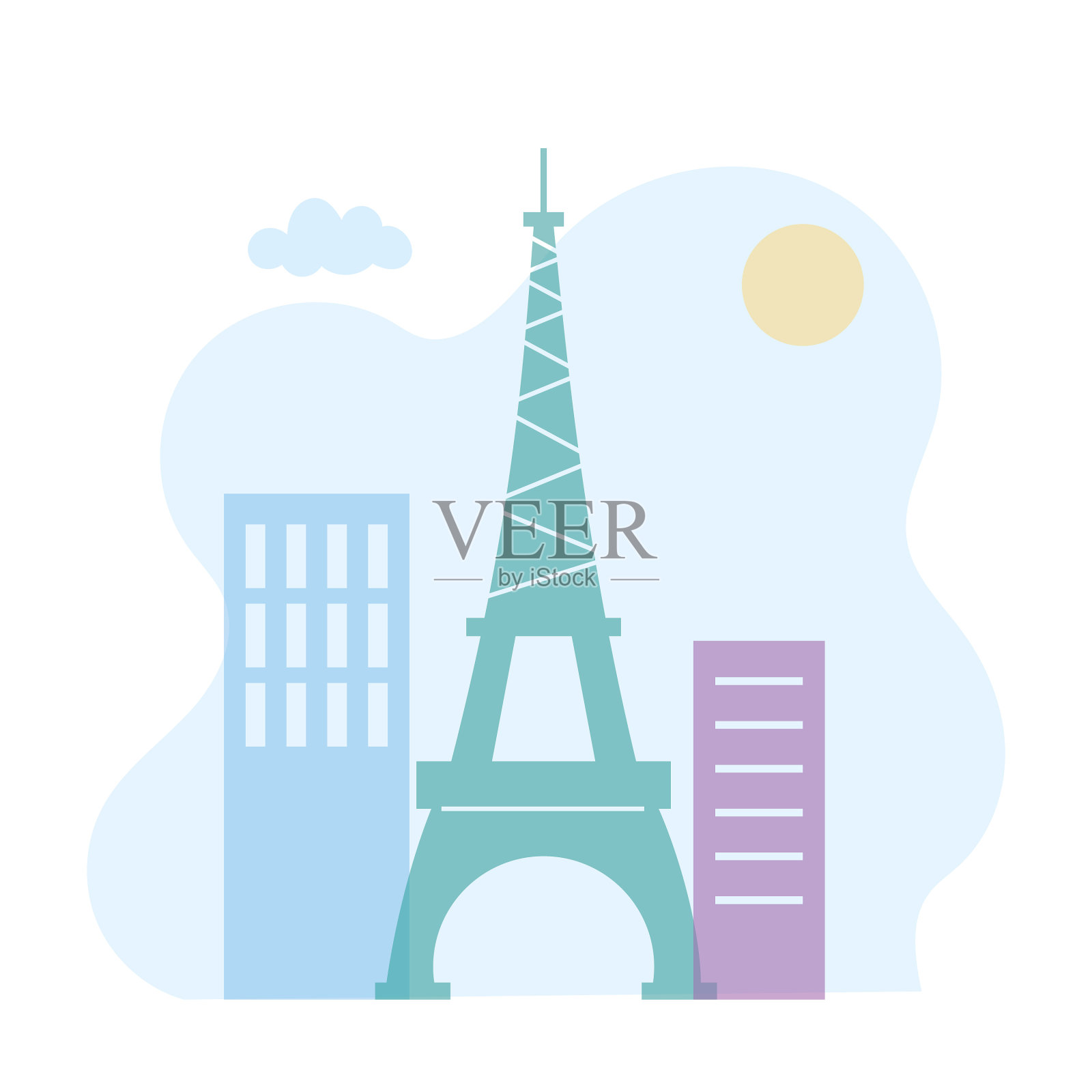 埃菲尔铁塔在巴黎天际线建筑城市设计元素图片