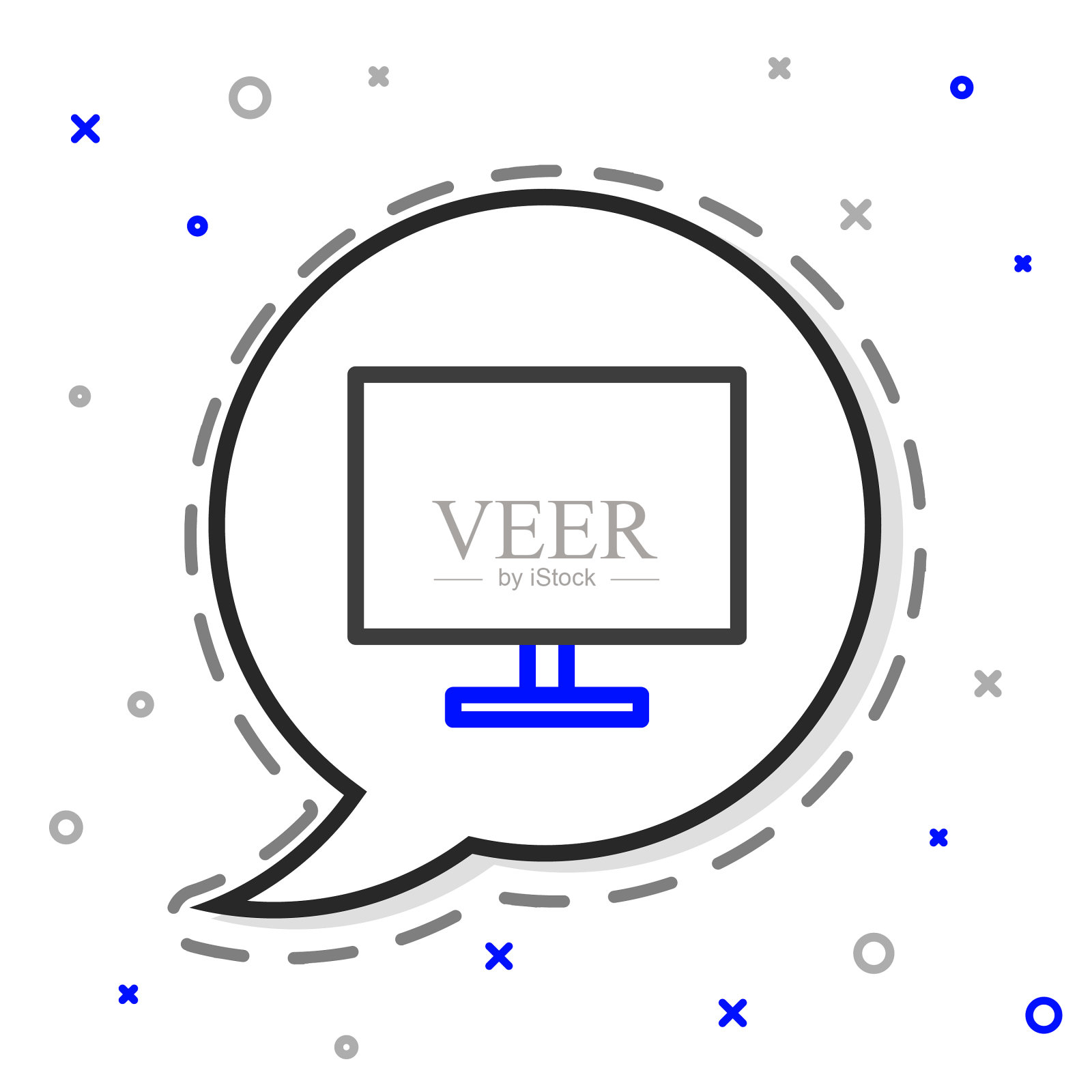 行计算机显示器屏幕图标隔离上插画图片素材