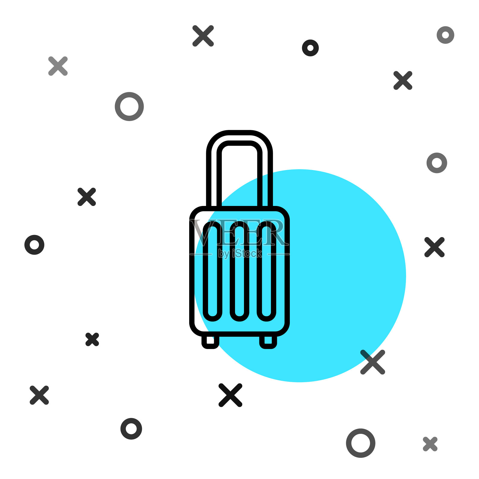 黑线旅行箱为旅行图标孤立上图标素材