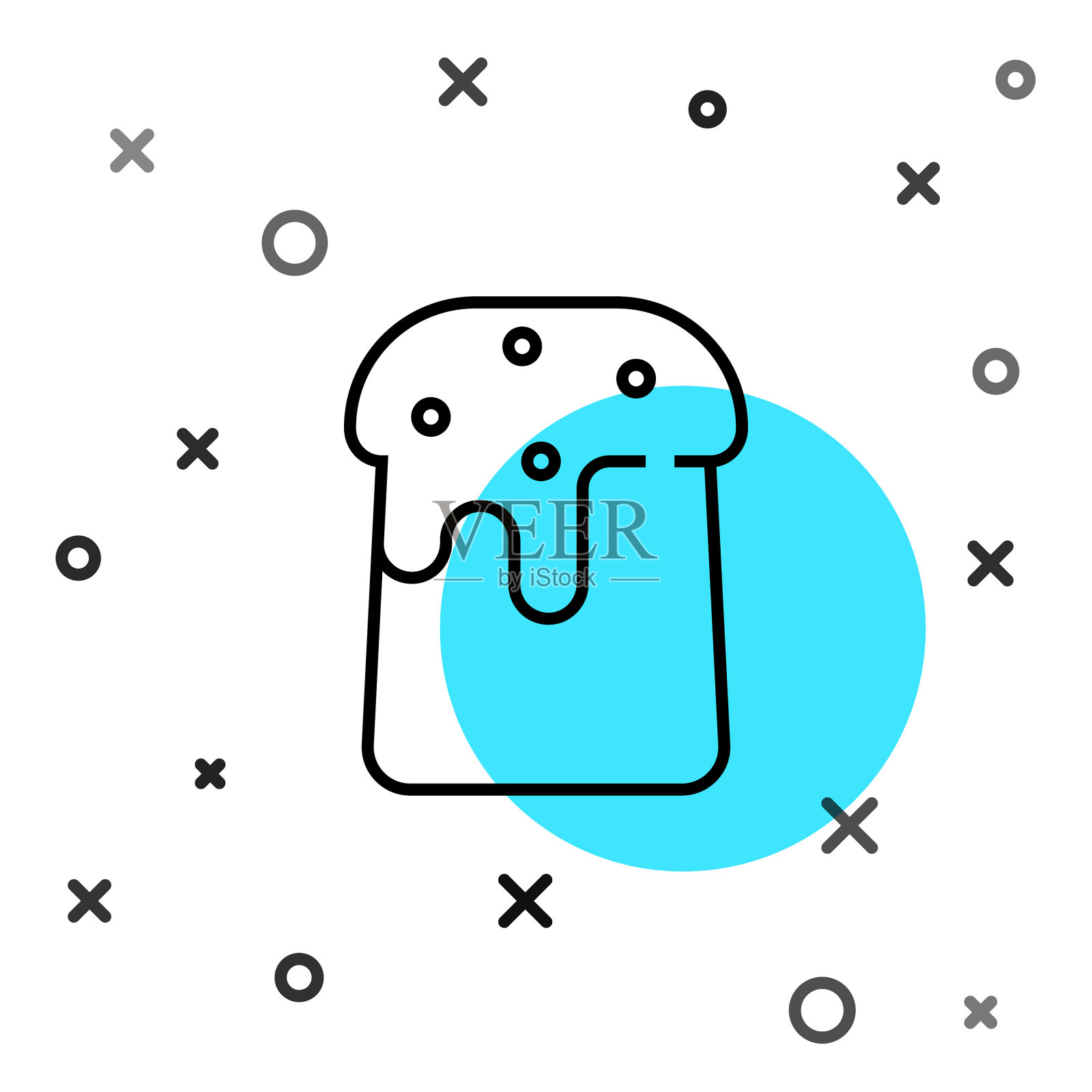 黑色线复活节蛋糕图标孤立在白色插画图片素材