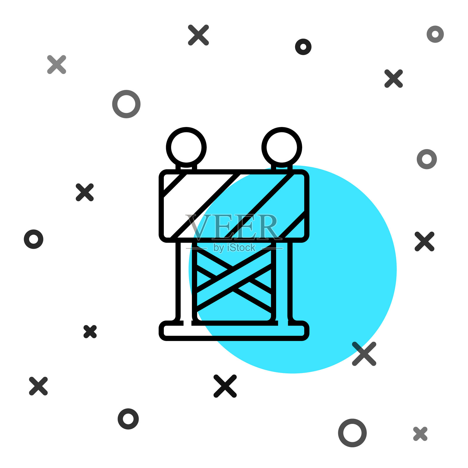 黑线公路路障图标孤立在白色插画图片素材