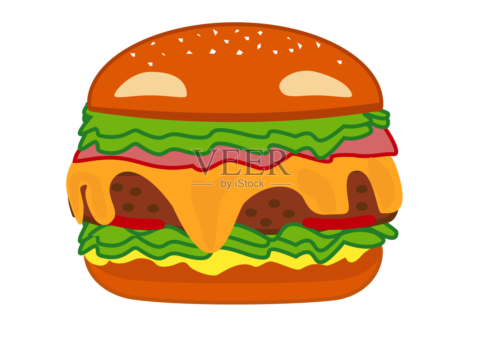 牛肉，生菜，西红柿，芝士汉堡和芥末设计元素图片