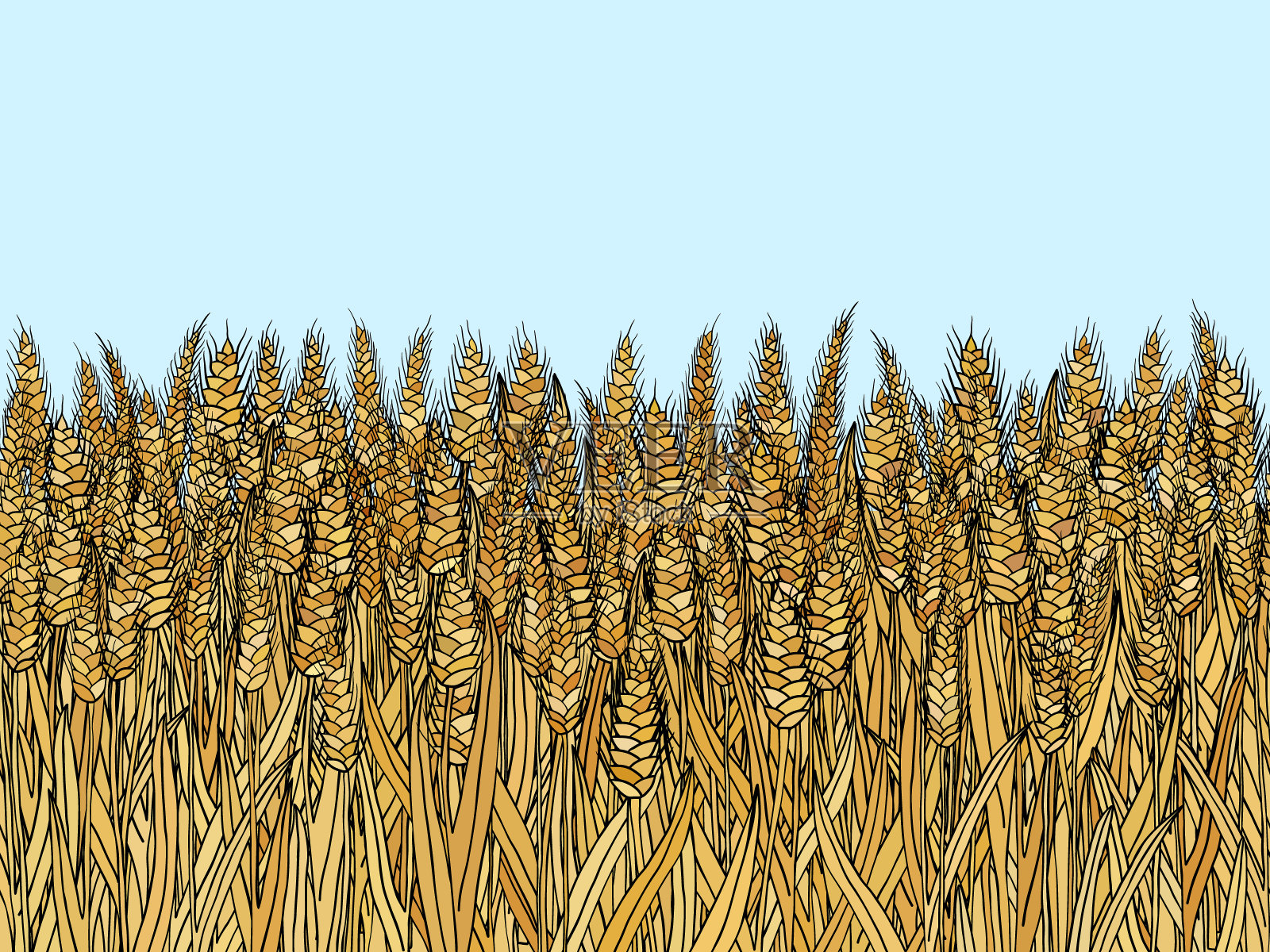 卡通涂鸦小麦无缝图案插画图片素材