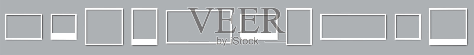 相框。收藏相框，孤立。模板模型相框不同形状。透明背景。矢量图插画图片素材