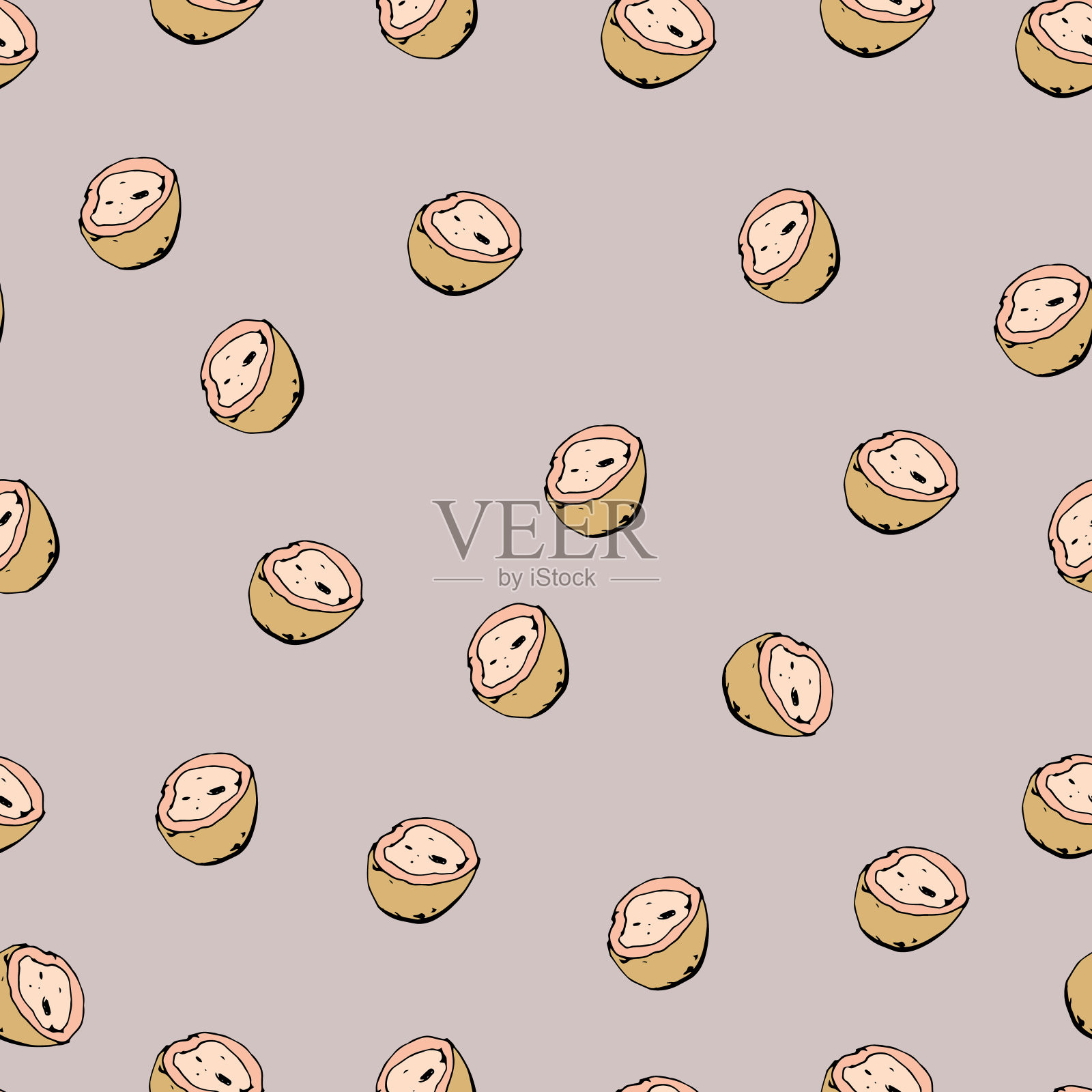 橙子和树叶的无缝图案。矢量结构说明。插画图片素材