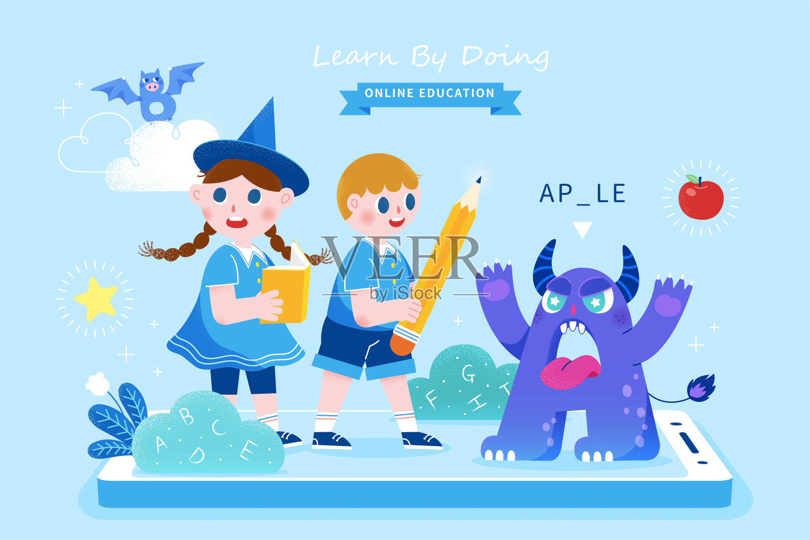 在线学习的概念插画图片素材