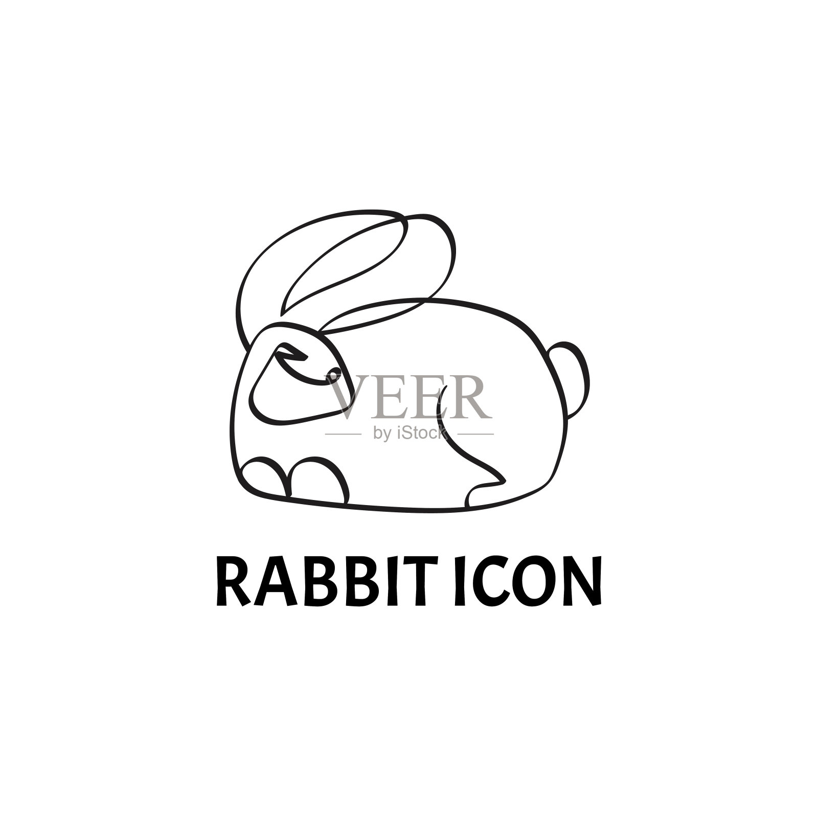 兔子标志模板。白色背景上的黑兔子图标。图标素材