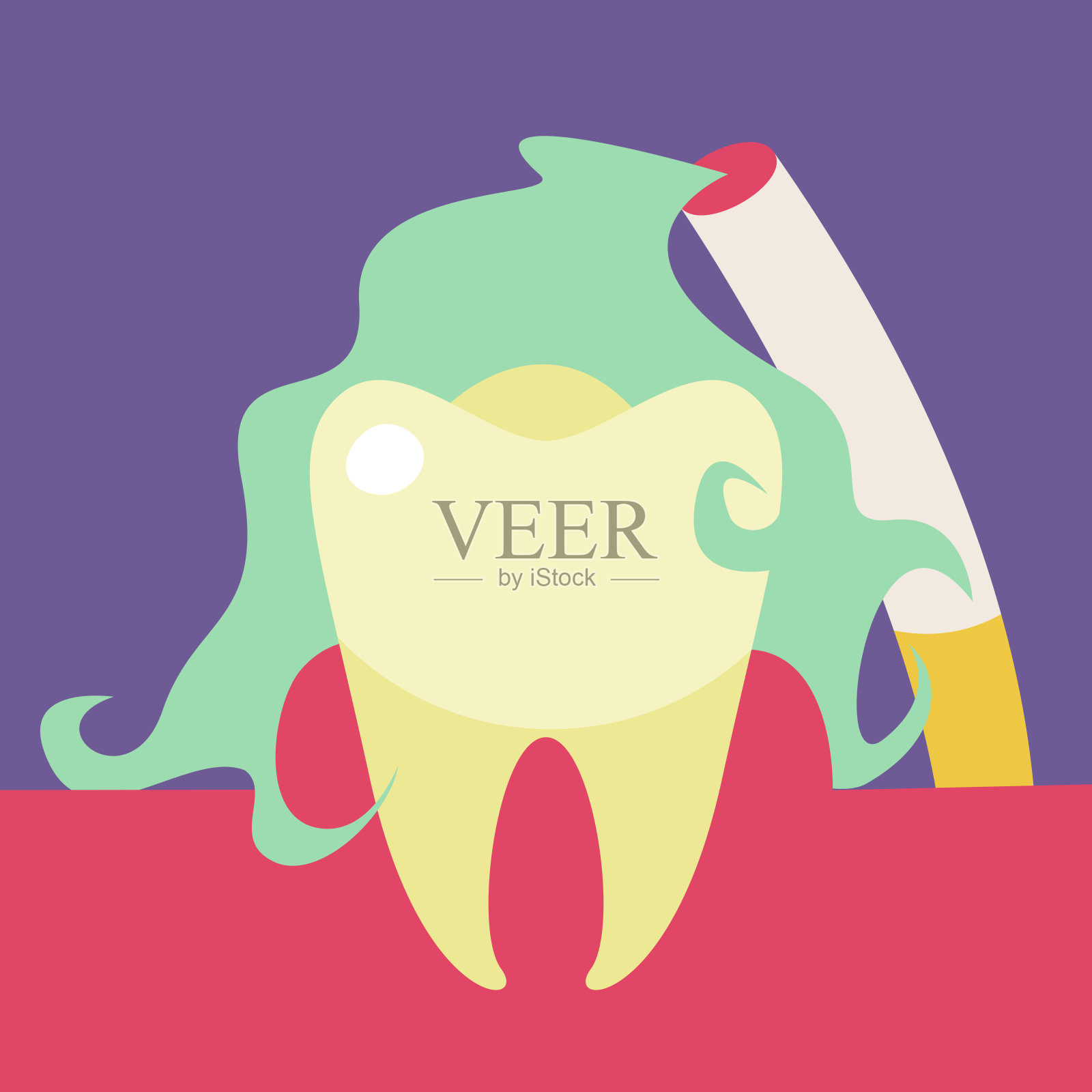 牙齿吸烟者，香烟烟损平卡通插图。插画图片素材