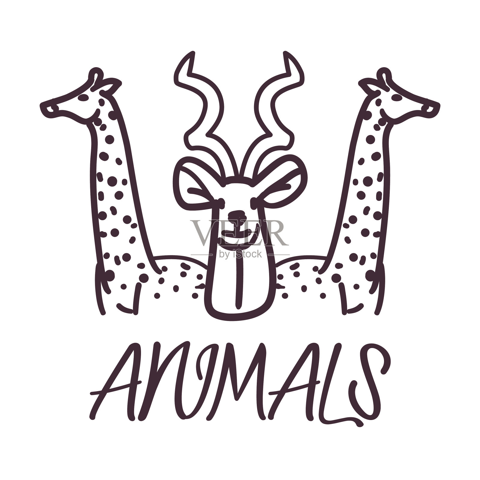 羚羊和长颈鹿卡通设计设计元素图片