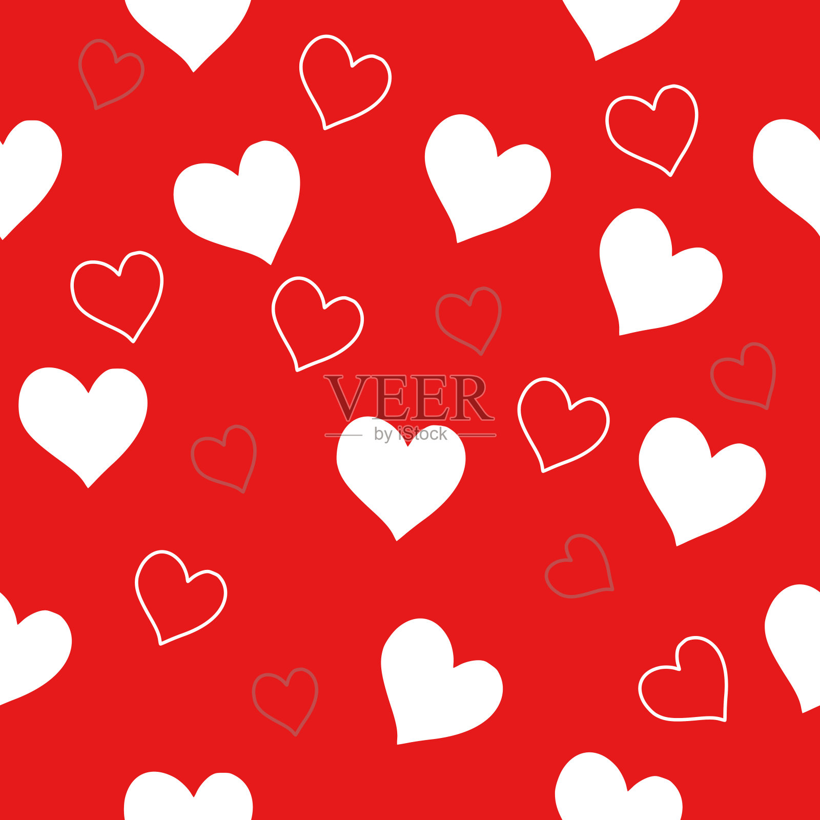 红白心无缝图形矢量绘制插画图片素材