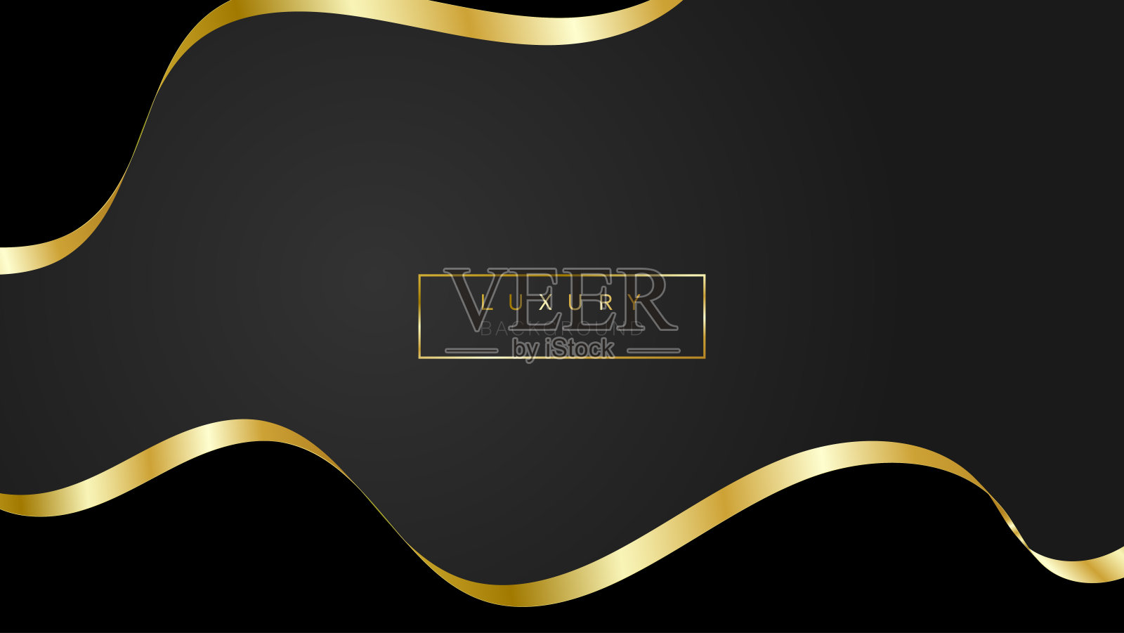 豪华金色波浪矢量在黑暗的背景插画图片素材